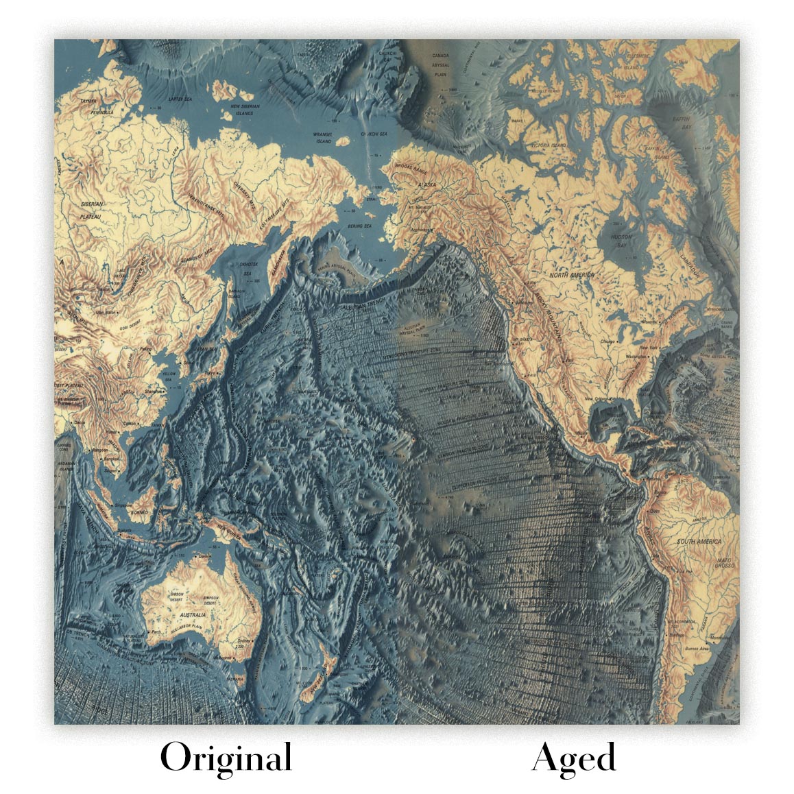 Image showing the difference between an Original map and an Aged toned map